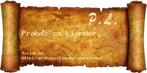 Prahács Liander névjegykártya